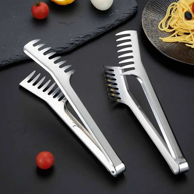 Multifunctional Stainless Steel Food Clip Barbecue Spaghetti Tongs Pasta Forks Kitchen Tools
