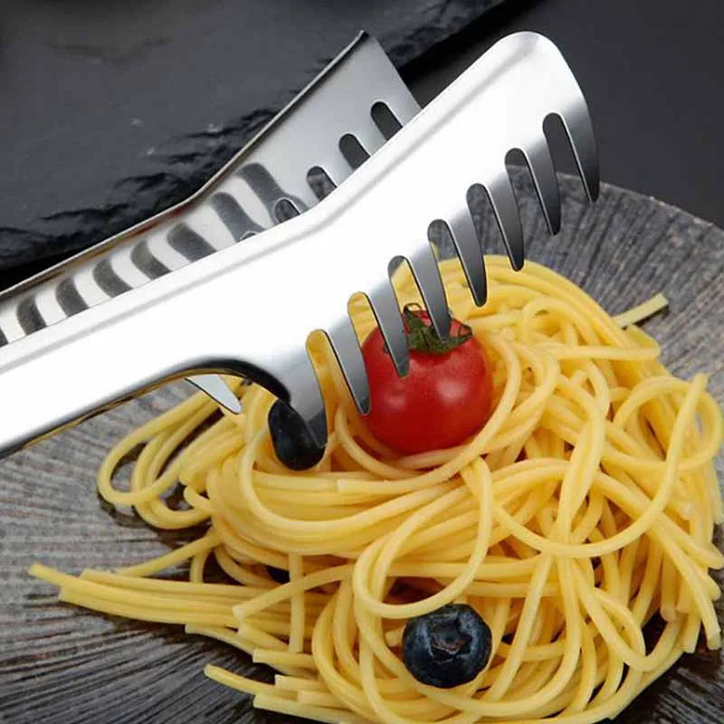 Multifunctional Stainless Steel Food Clip Barbecue Spaghetti Tongs Pasta Forks Kitchen Tools